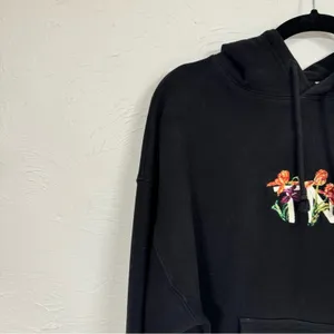 Aritzia TNA Black Floral Embroidered Hoodie Sweatshirt Womens S Boho Casual thumbnail 10