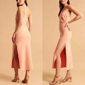 Abercrombie & Fitch Dress Crossover Bodice NWT‎ FLAWS Peach Pink Size Large thumbnail 3