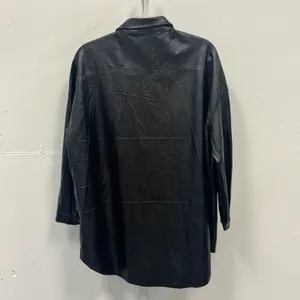 Olivaceous Black Faux Leather Button‎ Down Shirt Shacket S/M Fall Monochrome thumbnail 2