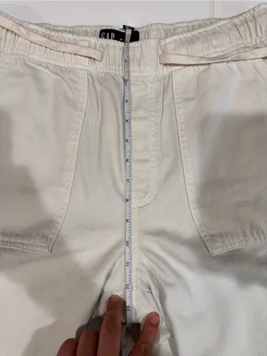 Gap Pull-On Barrel Pants Medium Milk Ivory Cotton Lyocell Utility thumbnail 9
