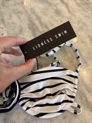 Lioness Lucy Black and White Striped Bandeau Bikini Top thumbnail 4