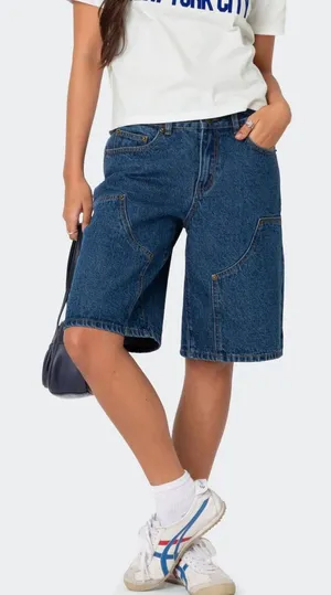 Edikted Jacqui Low Rise Denim Bermuda Jorts thumbnail 1