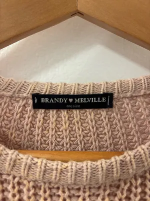 Brandy Melville Ollie Italian Cotton Oversized Waffle Knit Crewneck Sweater Coquette OS thumbnail 3
