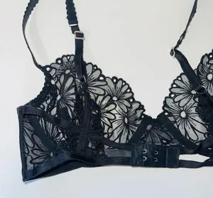 For Love and Lemons Lilou Bra Black Sheer Floral Lace Balconette thumbnail 7