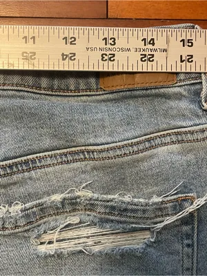 American Eagle Jeans Womens 12 Blue Denim Mom Straight Jean High Rise Distressed thumbnail 7