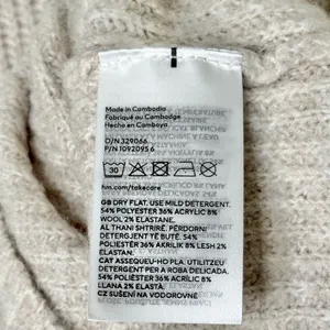 NWT H&M Wool Rib Knit Turtleneck Sweater Grey Oatmeal Women’s Size Medium thumbnail 5