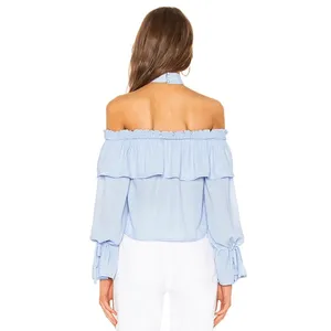 NWT REVOLVE super down Olive Off Shoulder Top in Light Blue Sz SM thumbnail 2