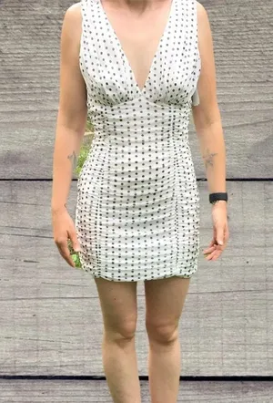 Love…Ady Ruched Polka Dot Mini Dress Scrunch White thumbnail 2