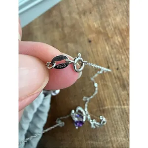 Jeulia 925 Silver Double Heart Pendant Necklace Amethyst CZ Stone Pendant thumbnail 10