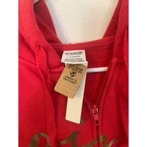 VS Y2K Cozy Aesthetic Pink Zip Up Hoodie Womens Large Red NWT Gold Logo Fleece thumbnail 3