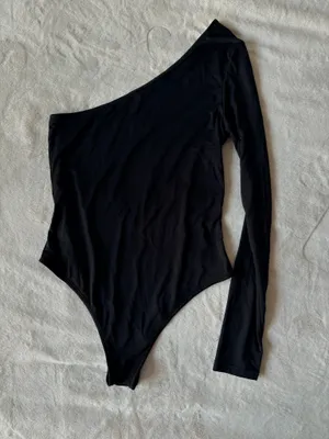 SHEIN Black One Shoulder Bodysuit Medium thumbnail 3