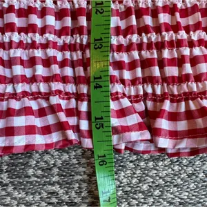 VINE & LOVE Red & White Gingham Milkmaid / Picnic / Puff Sleeves Top - Small thumbnail 11
