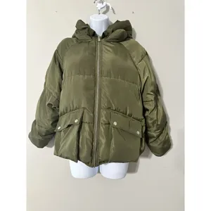 TOAST SOCIETY PLUTO KHAKI GREEN PUFFER JACKET Hooded Patch Pocket‎ EUC Size M thumbnail 6
