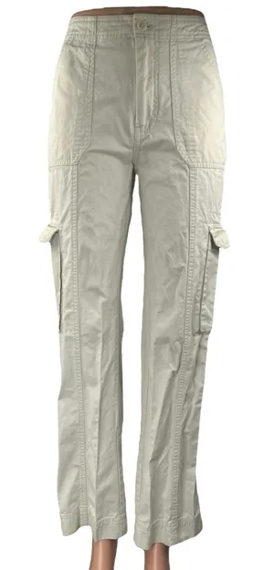 Abercrombie & Fitch Women's White High Waisted Straight Cargo Trousers Pants 0 thumbnail 1