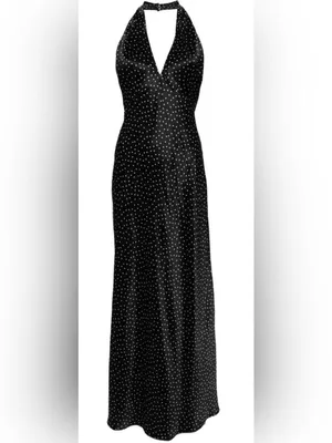 NEW Reformation Daniela Silk Selene Polka Dots Halter Maxi Sz 6 thumbnail 4