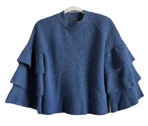Gianni Bini Women’s Small Blue‎ Angora Blend Ruffle Tiered Bell Sleeves Sweater thumbnail 1