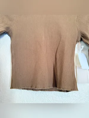 Good American Women's Sepia Mock Neck Long Sleeve Crop Top Size 1 thumbnail 3