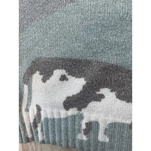 Cow cloud blue, green, black sweater size Med thumbnail 2
