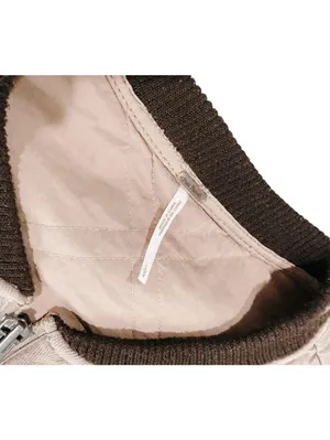 (RFB1) Free People Quilted Bomber Varsity Jacket Blush Beige L Casual Trendy thumbnail 6