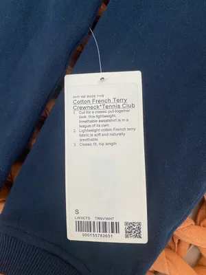Lululemon Cotton French Terry Crewneck Tennis Club size S True Navy/White NWT thumbnail 2