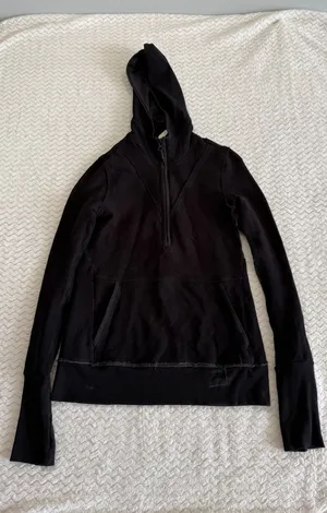 FP Movement Free People Black Quarter Zip Mesh Panel Hoodie Sweatshirt Small thumbnail 1