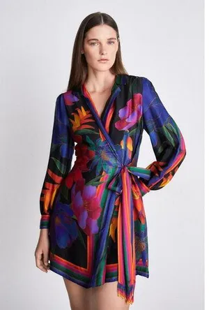 NWT Farm Rio FLOWER SEASON SCARF WRAP MINI DRESS - Day dress thumbnail 1