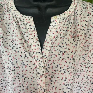 Old Navy Ditsy Floral Oversized Corduroy Tie Sleeve Top Womens size XL Cotton thumbnail 4