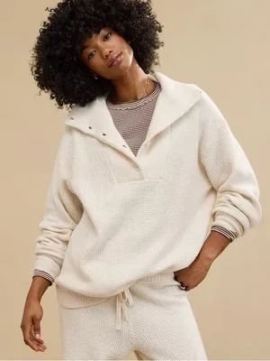 Aerie cozy up waffle button up sweater size small NWT thumbnail 1