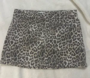 Leopard Mini Denim Skirt Gray Size 23 thumbnail 1