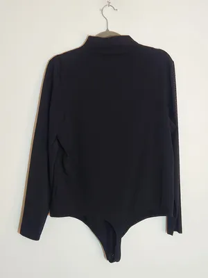 Express Black Sheer Mesh Long Sleeve Bodysuit Size XL thumbnail 3