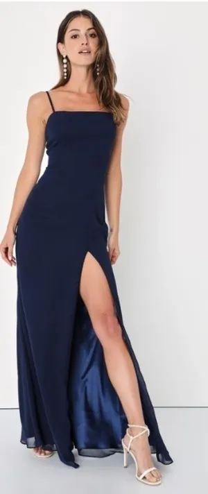 LULU's Bridesmaid Prom Wedding Flowy Romantic Lace-Up Back Sexy Maxi thumbnail 1