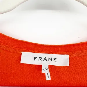 FRAME Womens Orange Organic Linen Scoop Neck Relaxed Cap Sleeve Basic Tee Size M thumbnail 2