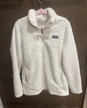 Patagonia Los Gatos 1/4 Zip Sherpa Fleece Pullover Sweatshirt Birch White XL thumbnail 1
