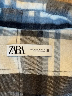 Zara Cropped Plaid Overshirt Flannel Motorcycle Checkered Jacket thumbnail 4