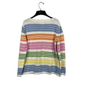 Lauren Ralph Lauren Cotton Striped Sweater L Pastel Rainbow Knit Top Read thumbnail 2