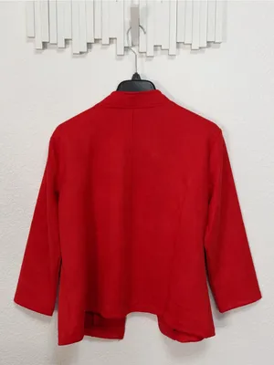 Red Faux Suede Feel Military Double Breasted Open Front Jacket Blazer thumbnail 6
