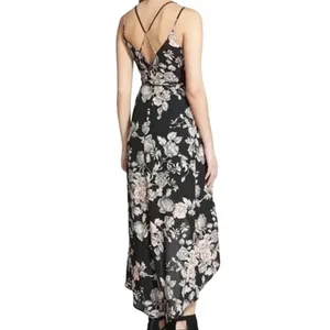 ASTR the Label Womens Black Floral High-Low Wrap‎ Dress ADR93361 XS thumbnail 9