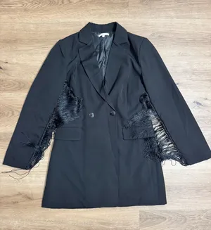 Blazer Fringe Dress Bae Vely Black thumbnail 1