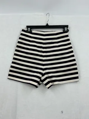 Zara Navy and White Striped Belted Shorts 813 thumbnail 7