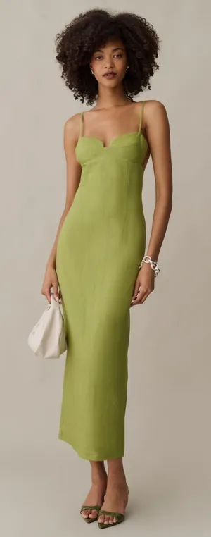 NWT o.p.t Indy Linen Dress size 0 Grass Green Few Moda Ulla Johnson thumbnail 1