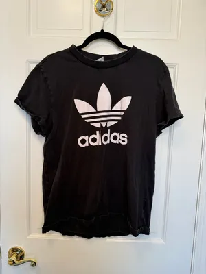 Adidas Boyfriend Tee Black White Short Sleeve‎ Oversized Size Medium thumbnail 2