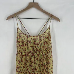 Beach Riot Malia Maxi Dress Womens Large Yellow Floral Back Tie Spaghetti‎ Strap thumbnail 3