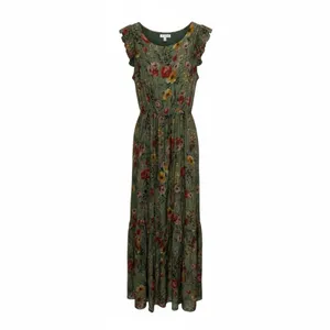 Le Ragazze Italy Silk Blend Floral Ruffle Maxi Dress L Get ready for autumn thumbnail 2