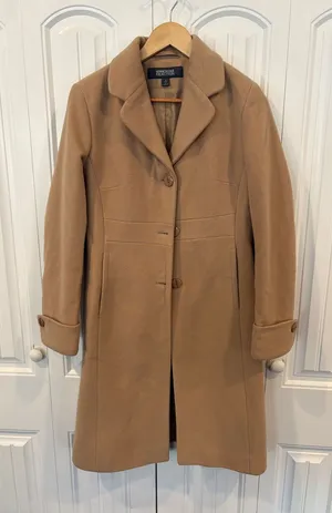 Kenneth Cole reaction tan longline pea coat size 8 thumbnail 1