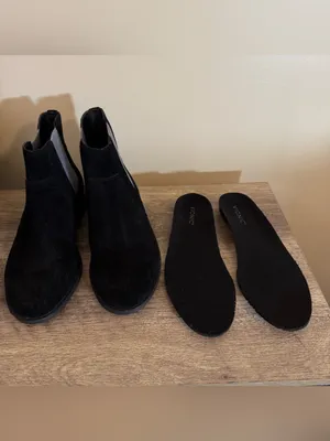 Vionic Alana Black Suede Booties Chelsea Boots Water Repellent Sz 8 Arch Support thumbnail 2