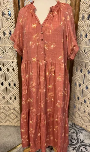 Wonderly Floral Tiered Button-Down Midi Maxi Dress thumbnail 1