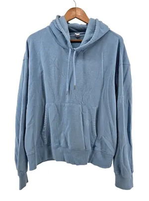 Yogalicious Hoodie Womens XL Wash Baby Fleece Revere Blue Kangaroo Pocket EUC thumbnail 1