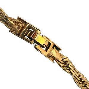 Vintage Gold Tone Woven Braided Textured Chain Necklace thumbnail 6
