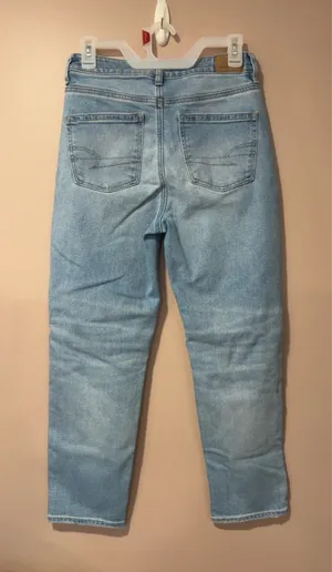American Eagle Outfitters Distressed Mom Jeans Straight Light Wash Denim 4 thumbnail 2