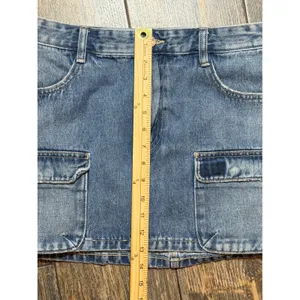 Zara Blue Denim Cargo Micro Mini Skirt Utility Pocket‎ Size Large Festival Y2K thumbnail 7